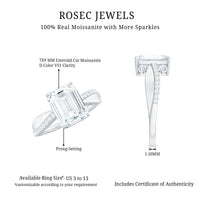 7x9mm Emerald Cut Moissanite Solitaire Classic Engagement Ring