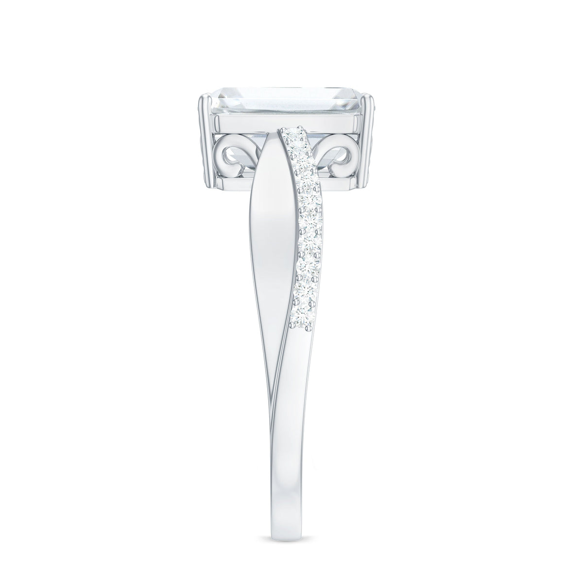 7x9mm Emerald Cut Moissanite Solitaire Classic Engagement Ring