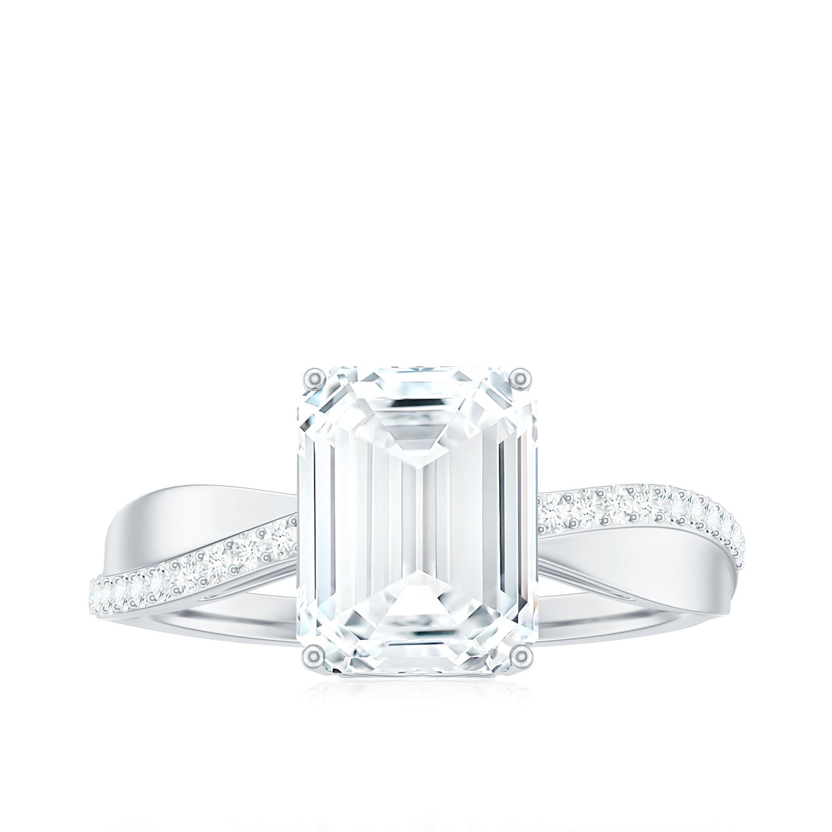 7x9mm Emerald Cut Moissanite Solitaire Classic Engagement Ring