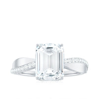 7x9mm Emerald Cut Moissanite Solitaire Classic Engagement Ring