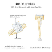 7x9mm Emerald Cut Moissanite Solitaire Classic Engagement Ring