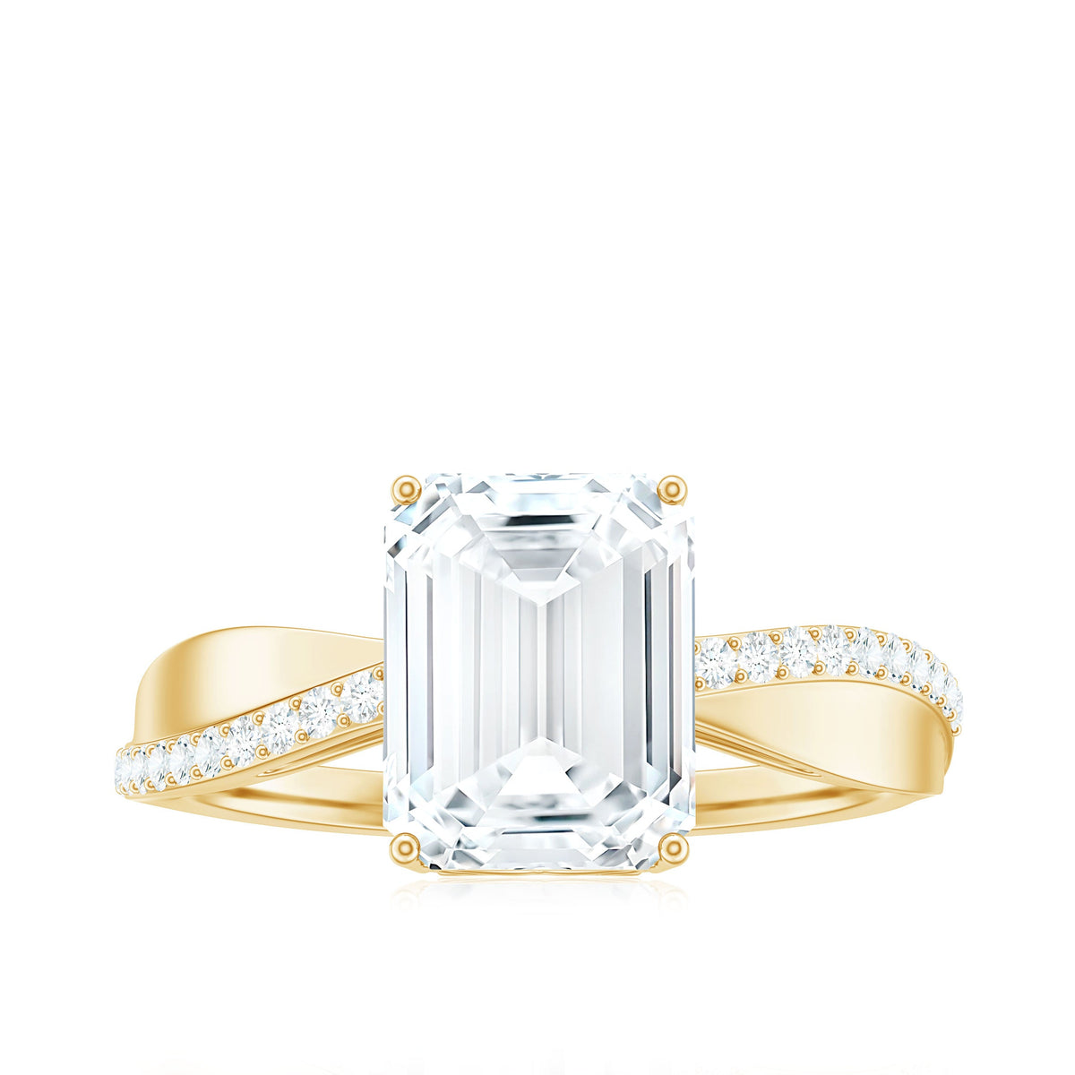 7x9mm Emerald Cut Moissanite Solitaire Classic Engagement Ring