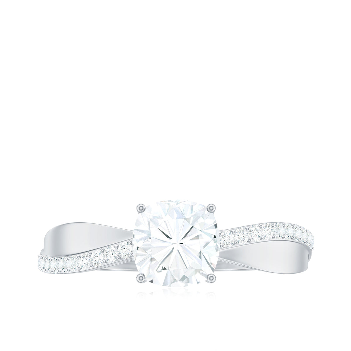 Cushion Cut Moissanite Bypass Engagement Ring