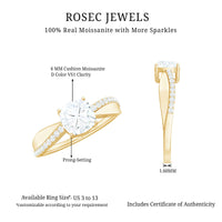 Cushion Cut Moissanite Bypass Engagement Ring