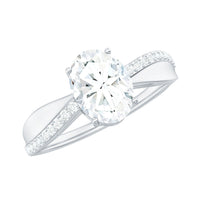 6X8mm Brilliant Cut Certified Moissanite Engagement Ring