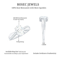 6X8mm Brilliant Cut Certified Moissanite Engagement Ring