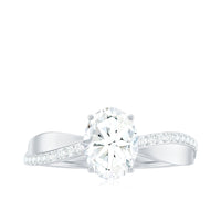 6X8mm Brilliant Cut Certified Moissanite Engagement Ring