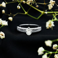 6X8mm Moissanite Oblong Engagement Ring with Filigree Shank