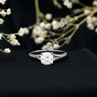 Huge Cushion Cut Moissanite Engagement Ring with Split Shank