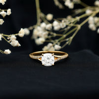 Huge Cushion Cut Moissanite Engagement Ring with Split Shank