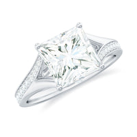 8 mm Princess Cut Moissanite Solitaire Engagement Ring with Split Shank