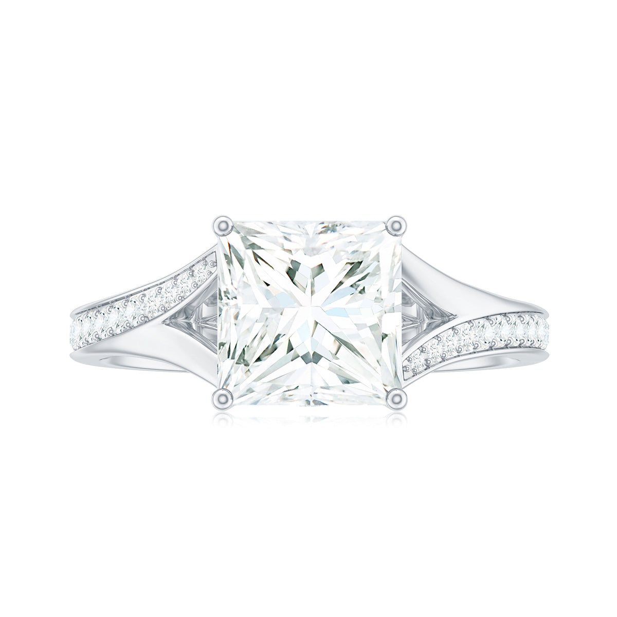 8 mm Princess Cut Moissanite Solitaire Engagement Ring with Split Shank