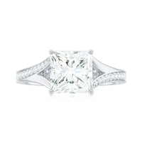 8 mm Princess Cut Moissanite Solitaire Engagement Ring with Split Shank