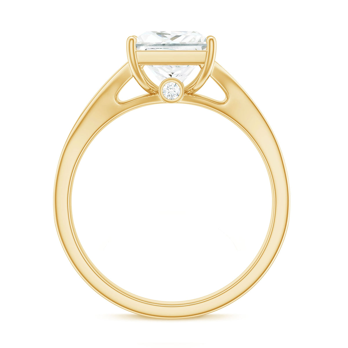 8 mm Princess Cut Moissanite Solitaire Engagement Ring with Split Shank