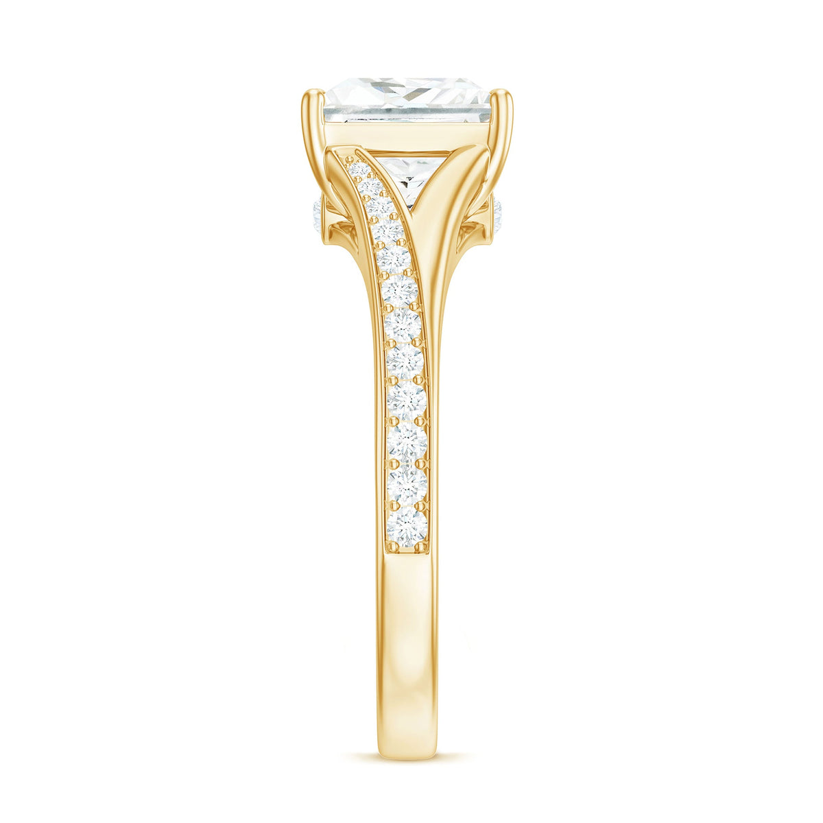 8 mm Princess Cut Moissanite Solitaire Engagement Ring with Split Shank