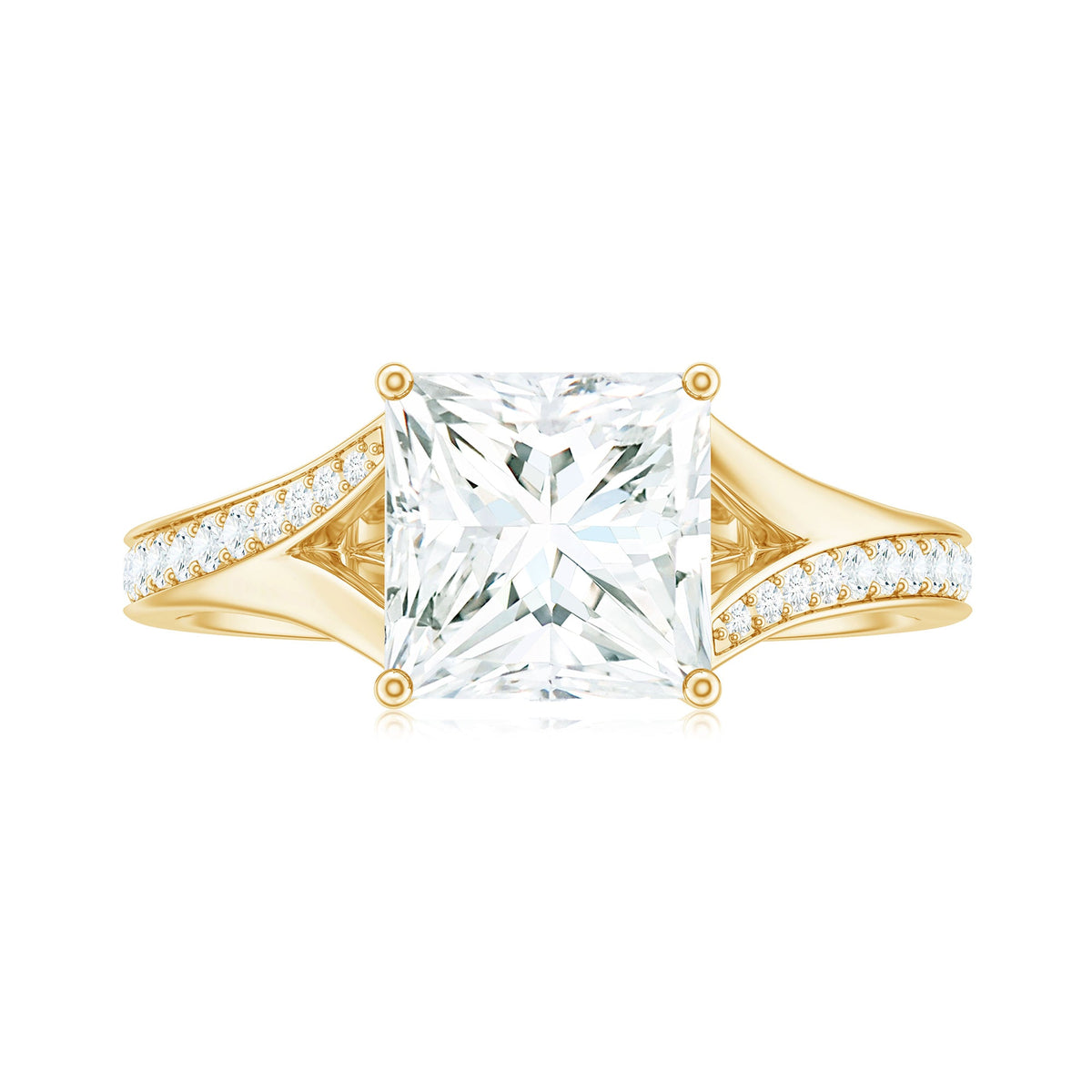 8 mm Princess Cut Moissanite Solitaire Engagement Ring with Split Shank