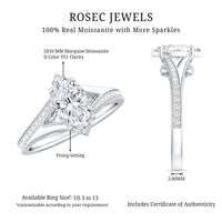 Marquise Cut Moissanite Solitaire Engagement Ring with Split Shank