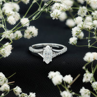 Marquise Cut Moissanite Solitaire Engagement Ring with Split Shank