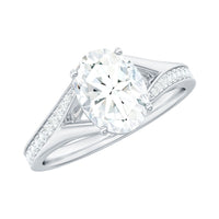 6x8mm Oval Cut Moissanite Solitaire Engagement Ring with Split Shank