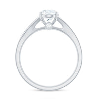 6x8mm Oval Cut Moissanite Solitaire Engagement Ring with Split Shank