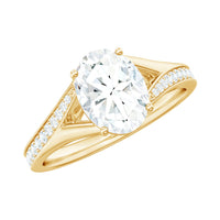 6x8mm Oval Cut Moissanite Solitaire Engagement Ring with Split Shank