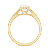 6x8mm Oval Cut Moissanite Solitaire Engagement Ring with Split Shank