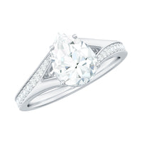 6X8mm Pear Cut Moissanite Solitaire Engagement Ring with Split Shank