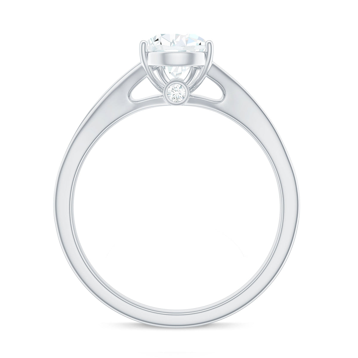 6X8mm Pear Cut Moissanite Solitaire Engagement Ring with Split Shank