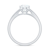 6X8mm Pear Cut Moissanite Solitaire Engagement Ring with Split Shank