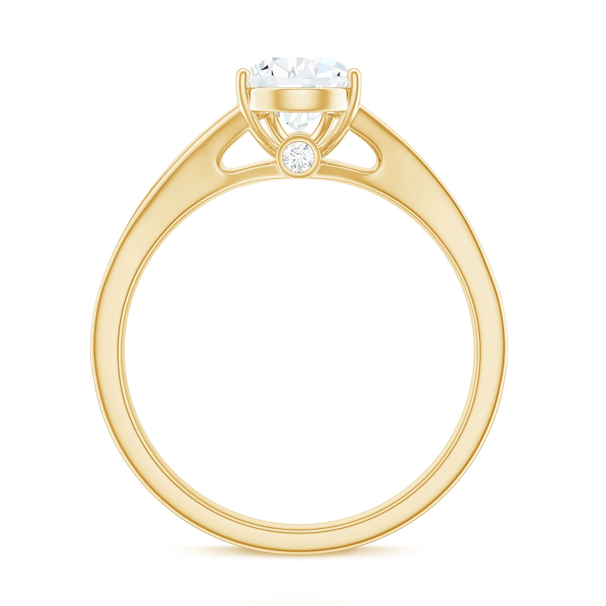 6X8mm Pear Cut Moissanite Solitaire Engagement Ring with Split Shank