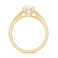 6X8mm Pear Cut Moissanite Solitaire Engagement Ring with Split Shank