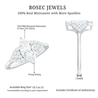5X10mm Marquise Cut Moissanite Classic Engagement Ring