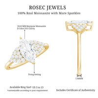 5X10mm Marquise Cut Moissanite Classic Engagement Ring