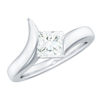 5mm Princess Cut Moissanite Solitaire Ring in Tension Setting