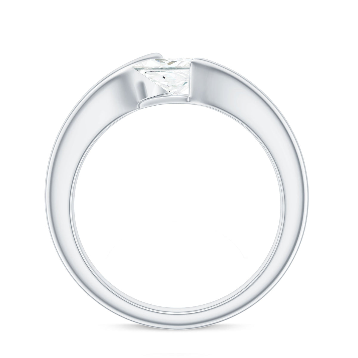 5mm Princess Cut Moissanite Solitaire Ring in Tension Setting