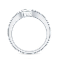 5mm Princess Cut Moissanite Solitaire Ring in Tension Setting