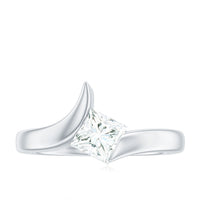 5mm Princess Cut Moissanite Solitaire Ring in Tension Setting