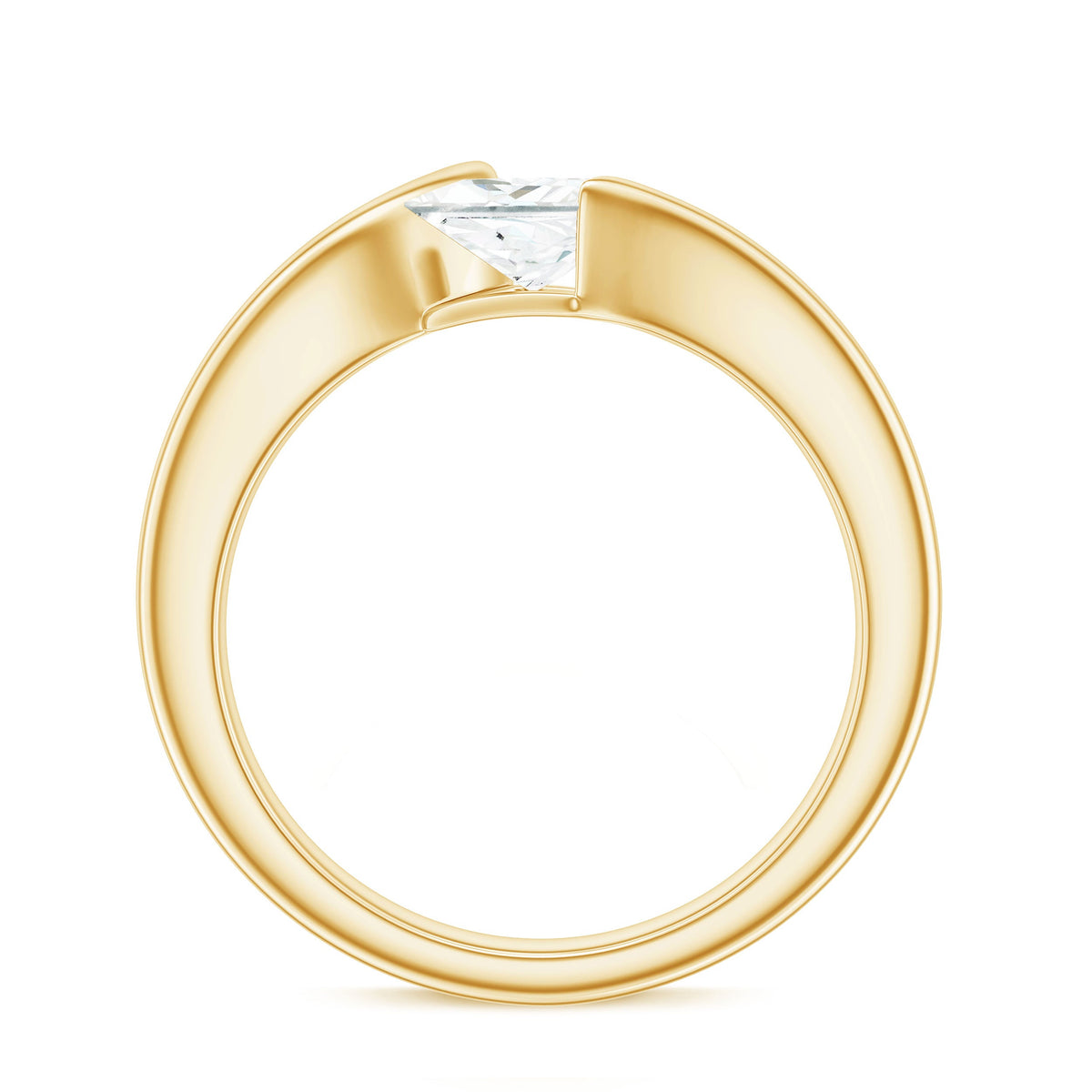 5mm Princess Cut Moissanite Solitaire Ring in Tension Setting