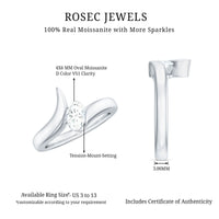 4x6mm Oval Cut Moissanite Solitaire Bypass Ring