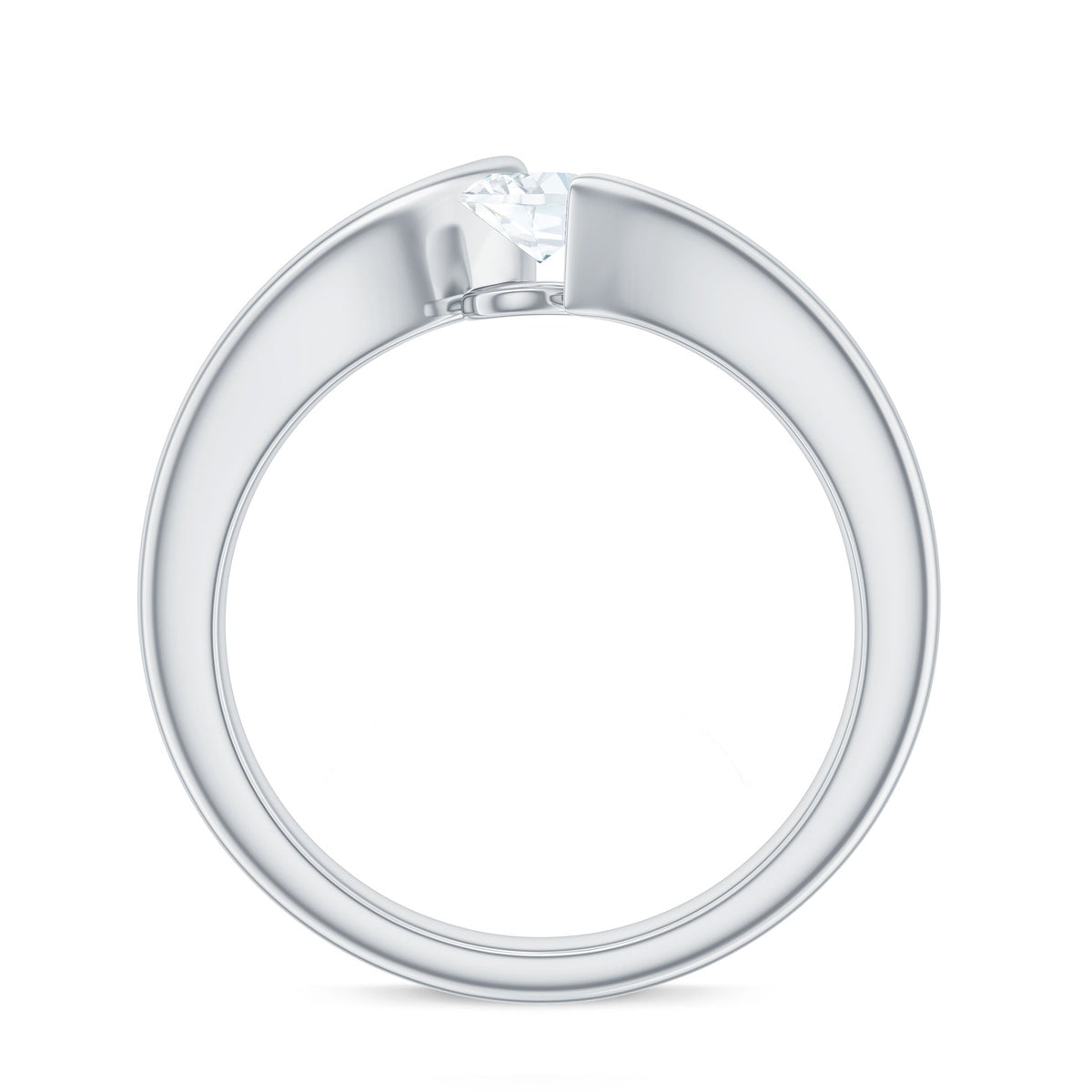 4x6mm Oval Cut Moissanite Solitaire Bypass Ring