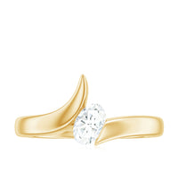 4x6mm Oval Cut Moissanite Solitaire Bypass Ring
