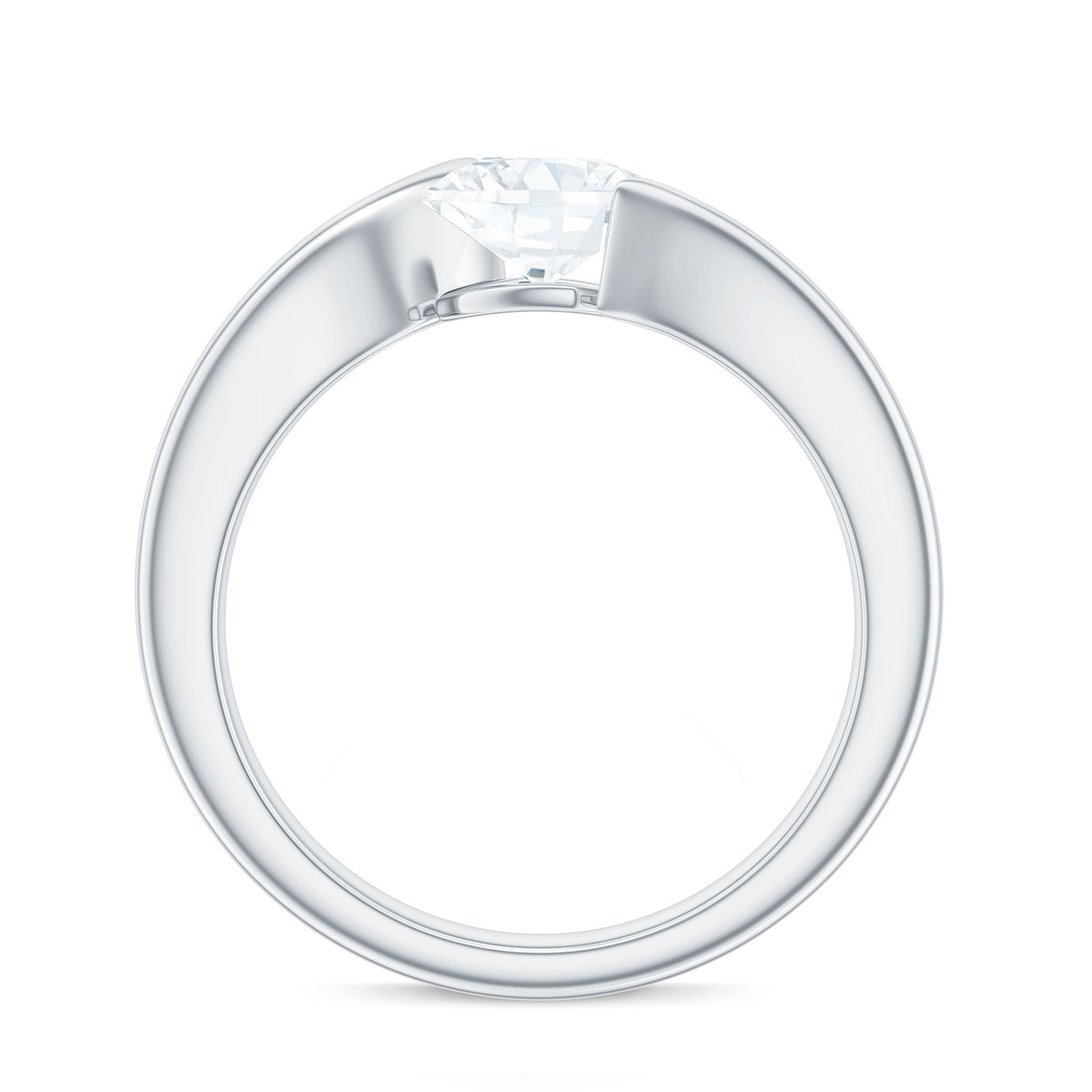 6X6 MM Cushion Cut Moissanite Solitaire Engagement Ring with Bypass Shank