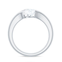 6X6 MM Cushion Cut Moissanite Solitaire Engagement Ring with Bypass Shank