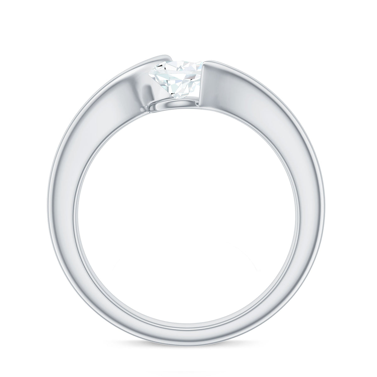 5X7mm Pear Cut Moissanite Solitaire Ring with Bypass Shank