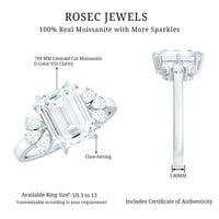 7x9mm Emerald Cut Moissanite Solitaire Engagement Ring For Women