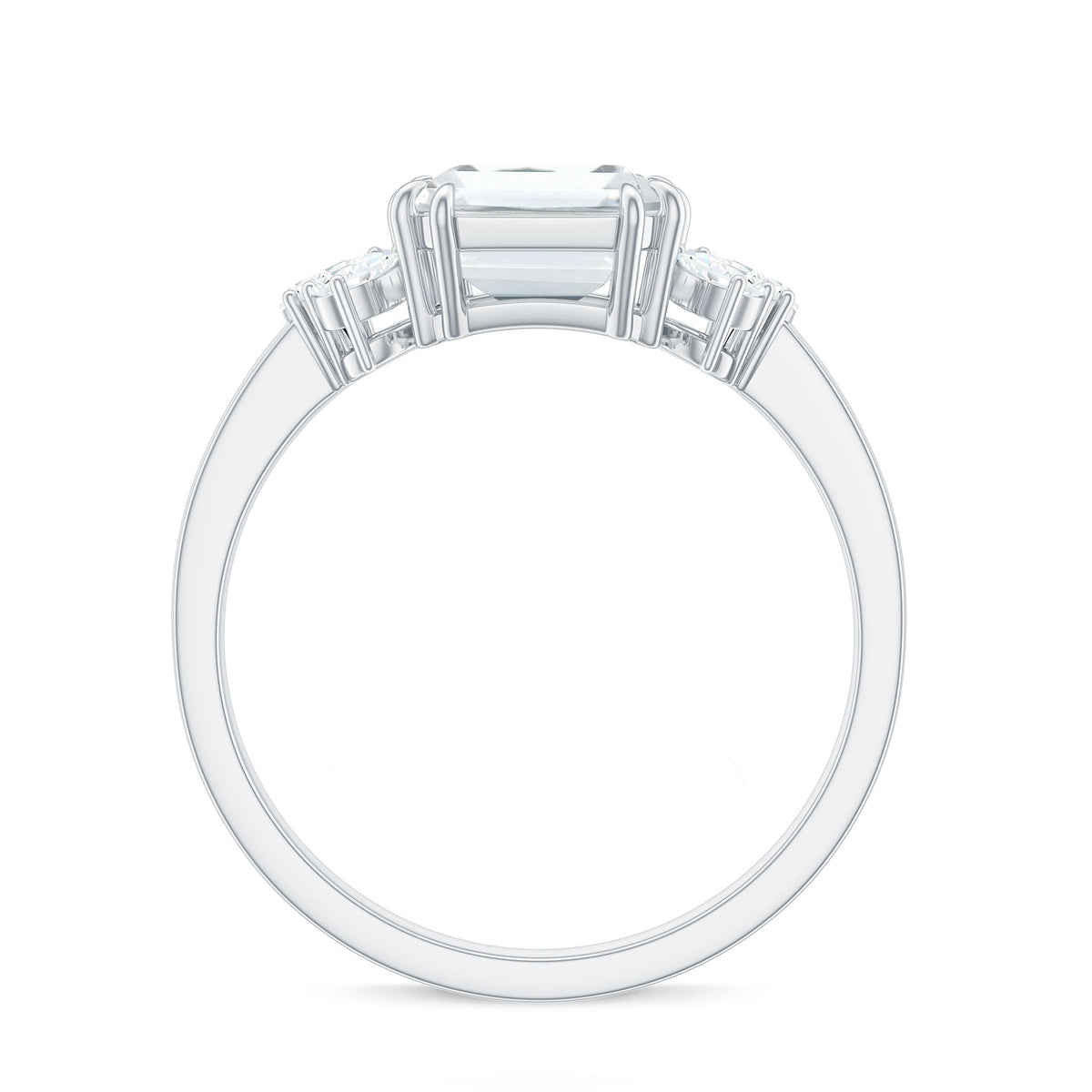 7x9mm Emerald Cut Moissanite Solitaire Engagement Ring For Women
