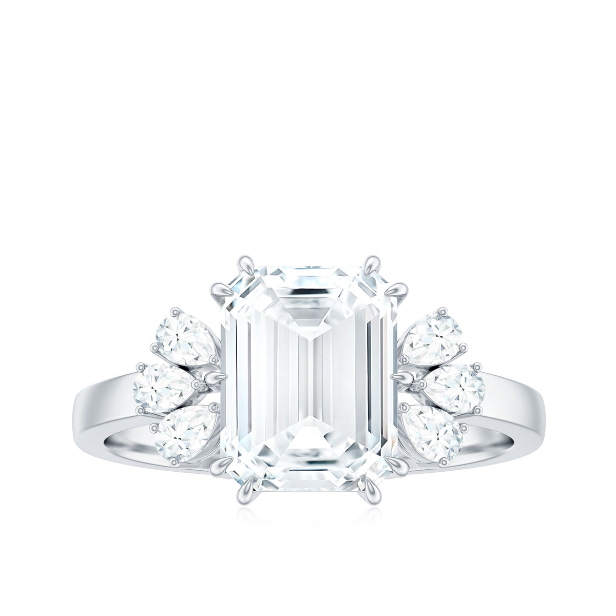 7x9mm Emerald Cut Moissanite Solitaire Engagement Ring For Women