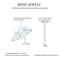 Marquise Cut Moissanite Engagement Ring with Trio
