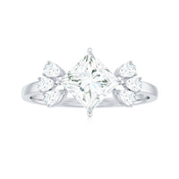 6 mm Princess Cut Moissanite Cluster Engagement Ring