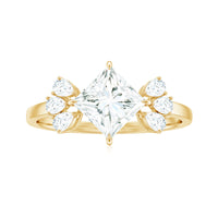 6 mm Princess Cut Moissanite Cluster Engagement Ring